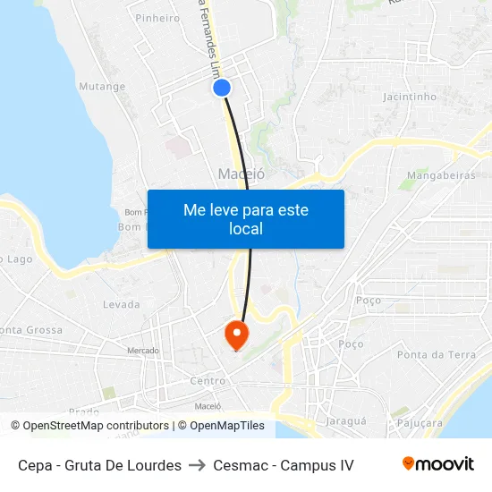 Cepa - Gruta De Lourdes to Cesmac - Campus IV map