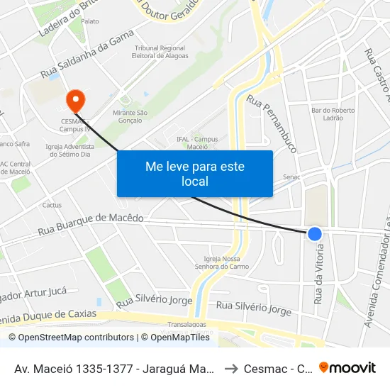 Av. Maceió 1335-1377 - Jaraguá Maceió - Al 57022-080 Brasil to Cesmac - Campus IV map
