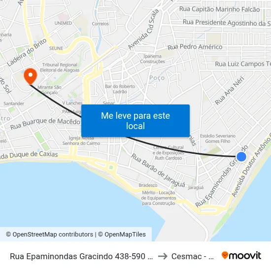 Rua Epaminondas Gracindo 438-590 - Pajuçara Maceió - Al Brasil to Cesmac - Campus IV map