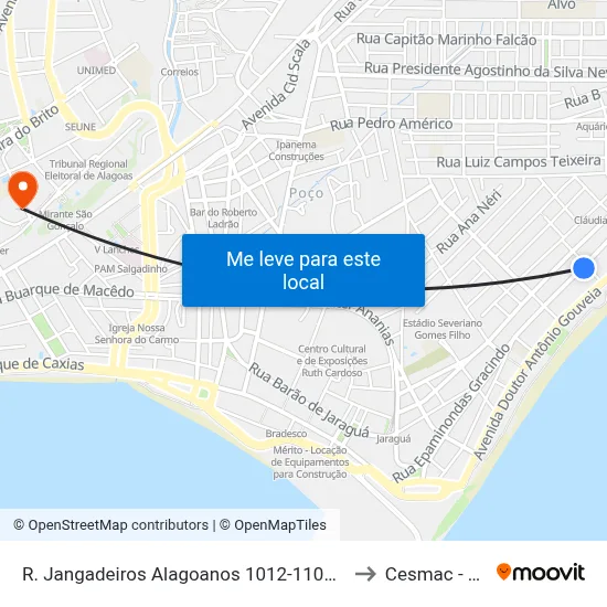 R. Jangadeiros Alagoanos 1012-1100 - Pajuçara Maceió - Al Brasil to Cesmac - Campus IV map