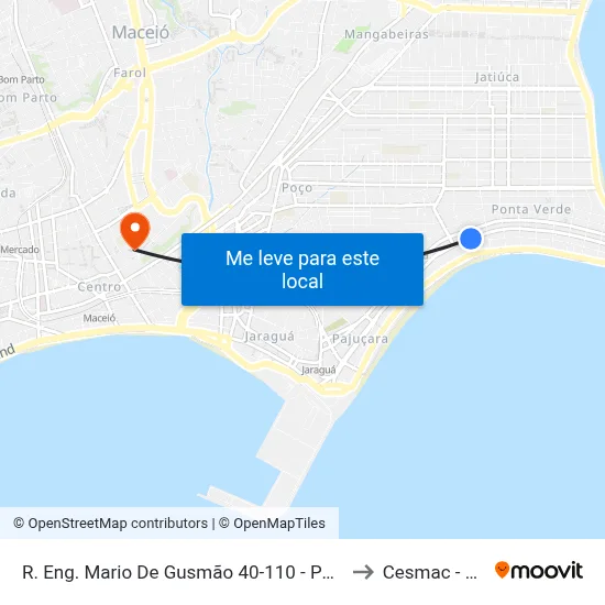 R. Eng. Mario De Gusmão 40-110 - Ponta Verde Maceió - Al Brasil to Cesmac - Campus IV map