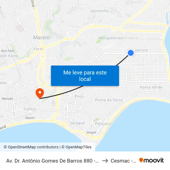Av. Dr. Antônio Gomes De Barros 880 - Jatiúca Maceió - Al 57036-000 Brasil to Cesmac - Campus IV map