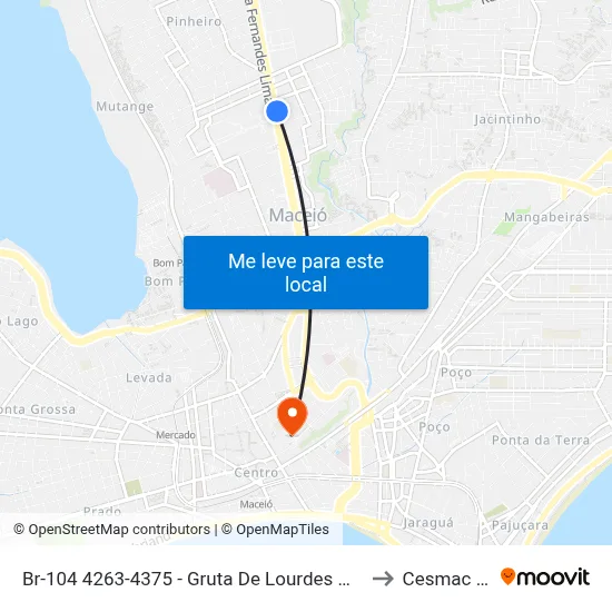 Br-104 4263-4375 - Gruta De Lourdes Maceió - Al República Federativa Do Brasil to Cesmac - Campus IV map