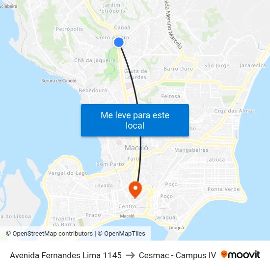 Avenida Fernandes Lima 1145 to Cesmac - Campus IV map