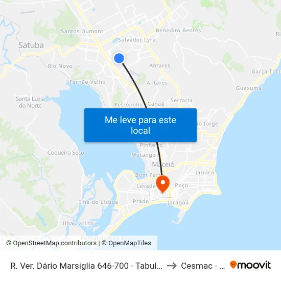 R. Ver. Dário Marsiglia 646-700 - Tabuleiro Do Martins Maceió - Al Brasil to Cesmac - Campus IV map