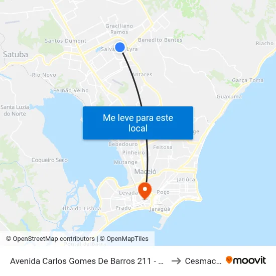 Avenida Carlos Gomes De Barros 211 - Tabuleiro Do Martins Maceió - Al 57081-010 Brasil to Cesmac - Campus IV map