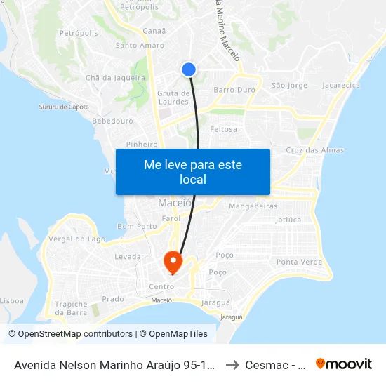 Avenida Nelson Marinho Araújo 95-141 - Serraria Maceió - Al Brasil to Cesmac - Campus IV map
