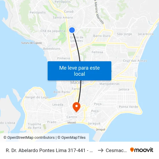 R. Dr. Abelardo Pontes Lima 317-441 - Gruta De Lourdes Maceió - Al 57052-695 Brasil to Cesmac - Campus IV map