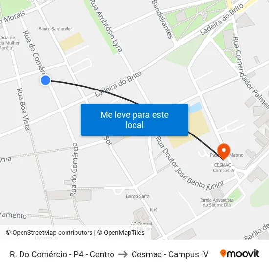 R. Do Comércio - P4 - Centro to Cesmac - Campus IV map