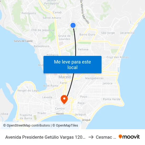 Avenida Presidente Getúlio Vargas 120-220 - Serraria Maceió - Al 57046-840 Brasil to Cesmac - Campus IV map