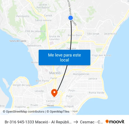 Br-316 945-1333 Maceió - Al República Federativa Do Brasil to Cesmac - Campus IV map