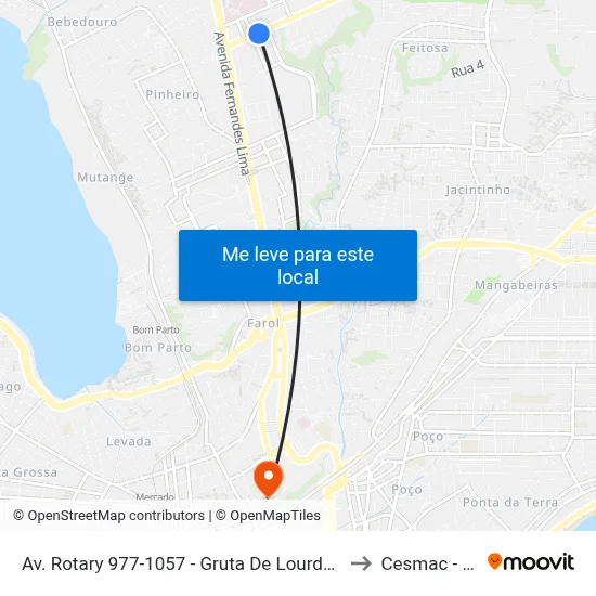 Av. Rotary 977-1057 - Gruta De Lourdes Maceió - Al 57052-480 Brasil to Cesmac - Campus IV map