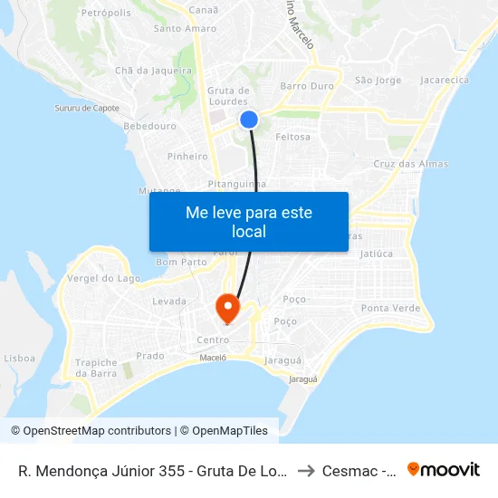 R. Mendonça Júnior 355 - Gruta De Lourdes Maceió - Al 57052-480 Brasil to Cesmac - Campus IV map