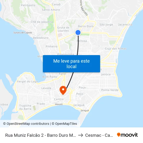 Rua Muniz Falcão 2 - Barro Duro Maceió - Al Brasil to Cesmac - Campus IV map