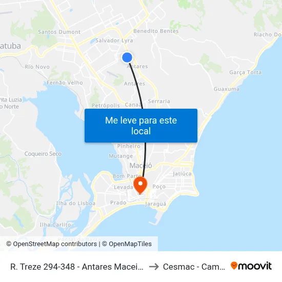 R. Treze 294-348 - Antares Maceió - Al Brasil to Cesmac - Campus IV map