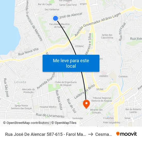 Rua José De Alencar 587-615 - Farol Maceió - Al 57051-565 República Federativa Do Brasil to Cesmac - Campus IV map