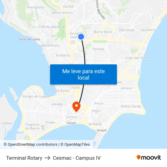 Terminal Rotary to Cesmac - Campus IV map