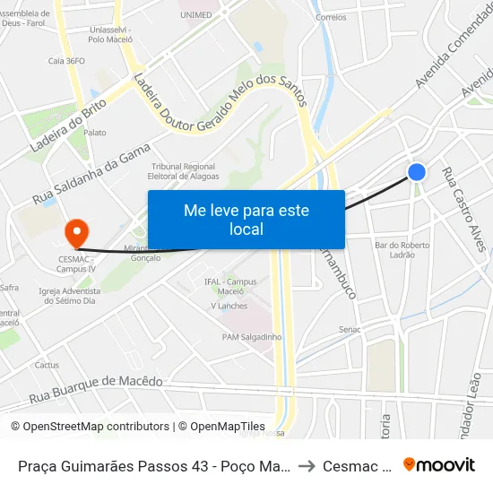Praça Guimarães Passos 43 - Poço Maceió - Al República Federativa Do Brasil to Cesmac - Campus IV map
