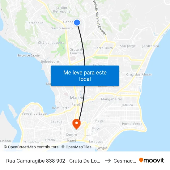Rua Camaragibe 838-902 - Gruta De Lourdes Maceió - Al República Federativa Do Brasil to Cesmac - Campus IV map