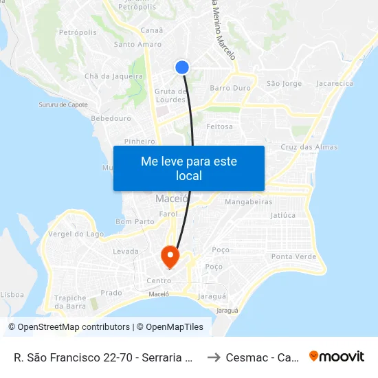 R. São Francisco 22-70 - Serraria Maceió - Al Brasil to Cesmac - Campus IV map