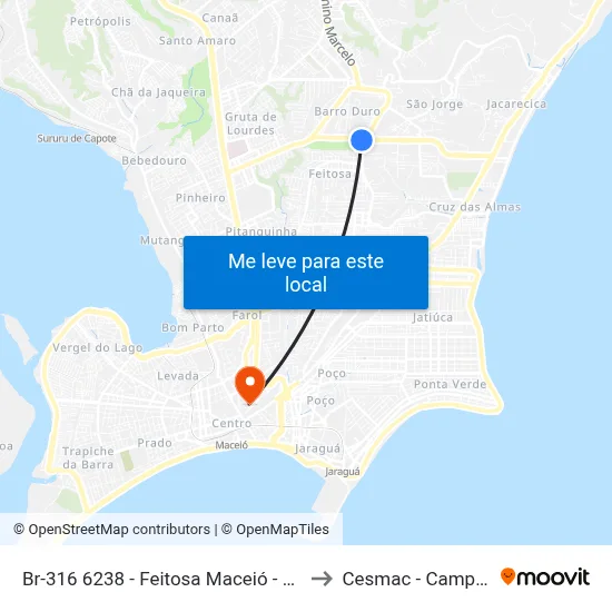 Br-316 6238 - Feitosa Maceió - Al Brasil to Cesmac - Campus IV map