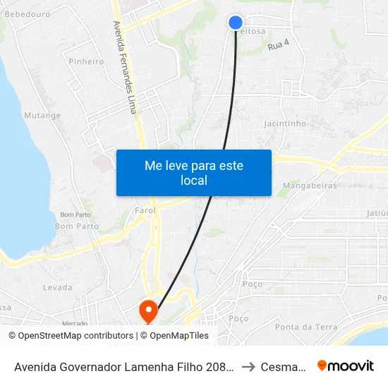 Avenida Governador Lamenha Filho 2087 - ????? Maceió - Al República Federativa Do Brasil to Cesmac - Campus IV map