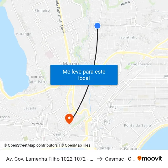 Av. Gov. Lamenha Filho 1022-1072 - Feitosa Maceió - Al Brasil to Cesmac - Campus IV map