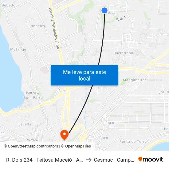 R. Dois 234 - Feitosa Maceió - Al Brasil to Cesmac - Campus IV map