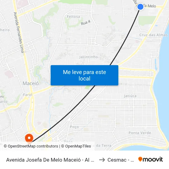 Avenida Josefa De Melo Maceió - Al República Federativa Do Brasil to Cesmac - Campus IV map