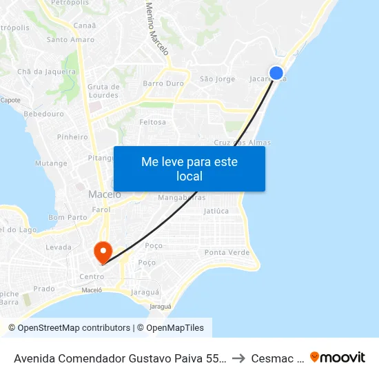 Avenida Comendador Gustavo Paiva 5591-5747 - Cruz Das Almas Maceió - Al Brasil to Cesmac - Campus IV map