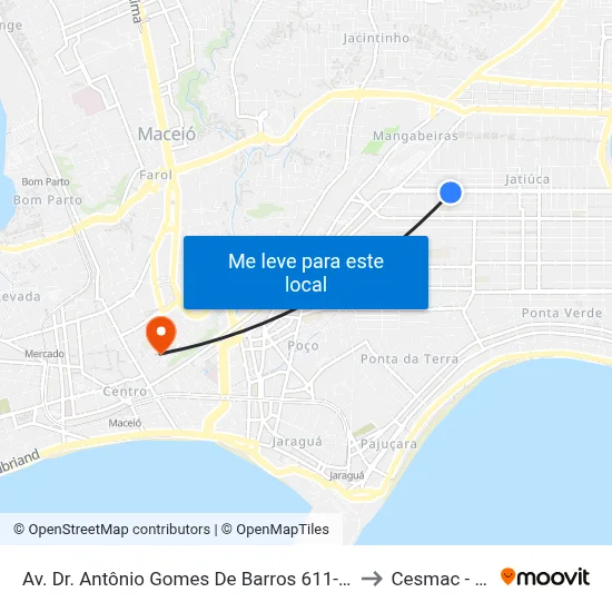 Av. Dr. Antônio Gomes De Barros 611-615 - Jatiúca Maceió - Al Brasil to Cesmac - Campus IV map
