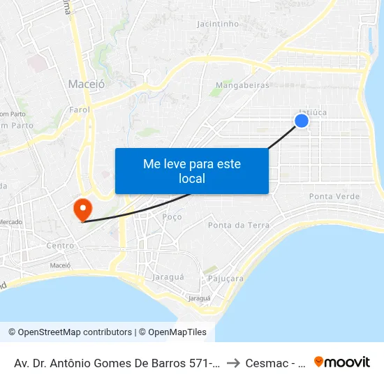 Av. Dr. Antônio Gomes De Barros 571-579 - Jatiúca Maceió - Al Brasil to Cesmac - Campus IV map