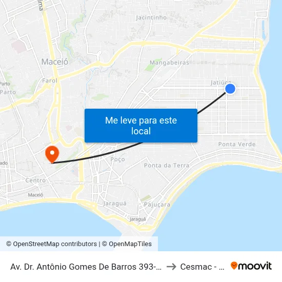 Av. Dr. Antônio Gomes De Barros 393-415 - Jatiúca Maceió - Al Brasil to Cesmac - Campus IV map