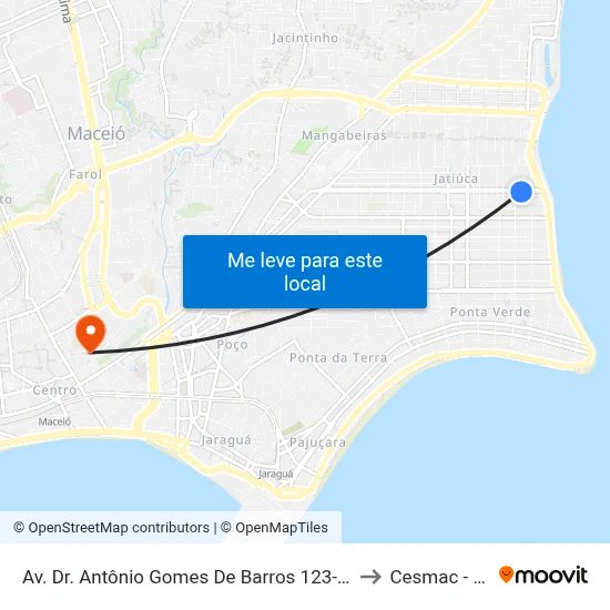 Av. Dr. Antônio Gomes De Barros 123-219 - Jatiúca Maceió - Al Brasil to Cesmac - Campus IV map
