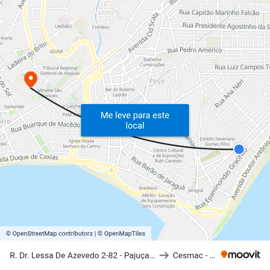 R. Dr. Lessa De Azevedo 2-82 - Pajuçara Maceió - Al 57030-180 Brasil to Cesmac - Campus IV map