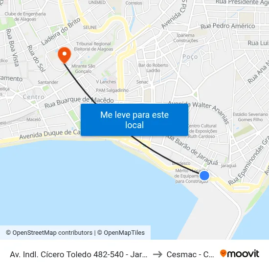 Av. Indl. Cícero Toledo 482-540 - Jaraguá Maceió - Al Brasil to Cesmac - Campus IV map