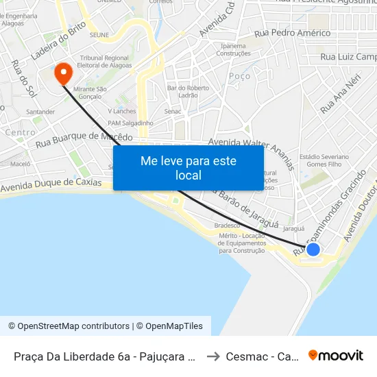 Praça Da Liberdade 6a - Pajuçara Maceió - Al Brasil to Cesmac - Campus IV map