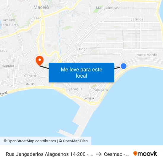 Rua Jangaderios Alagoanos 14-200 - Ponta Verde Maceió - Al Brasil to Cesmac - Campus IV map