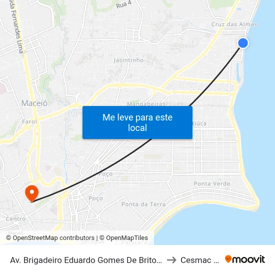Av. Brigadeiro Eduardo Gomes De Brito 104 - Cruz Das Almas Maceió - Al Brasil to Cesmac - Campus IV map