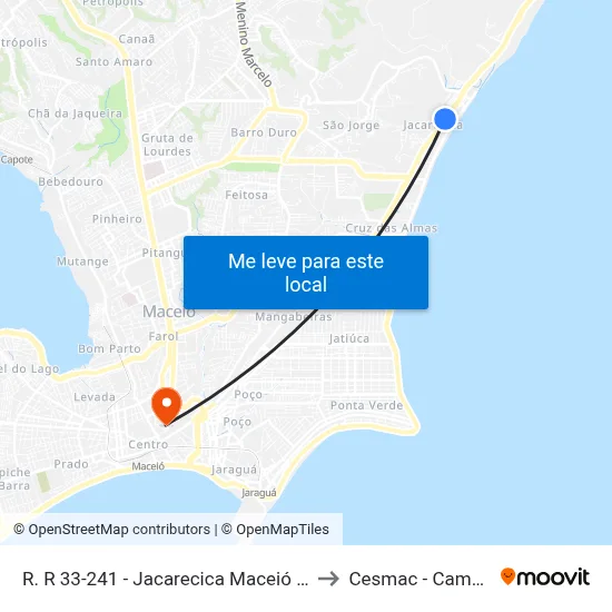 R. R 33-241 - Jacarecica Maceió - Al Brasil to Cesmac - Campus IV map