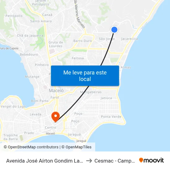 Avenida José Aírton Gondim Lamenha to Cesmac - Campus IV map