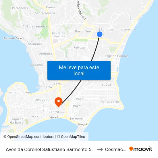 Avenida Coronel Salustiano Sarmento 54-58 - São Jorge Maceió - Al 57044-060 Brasil to Cesmac - Campus IV map