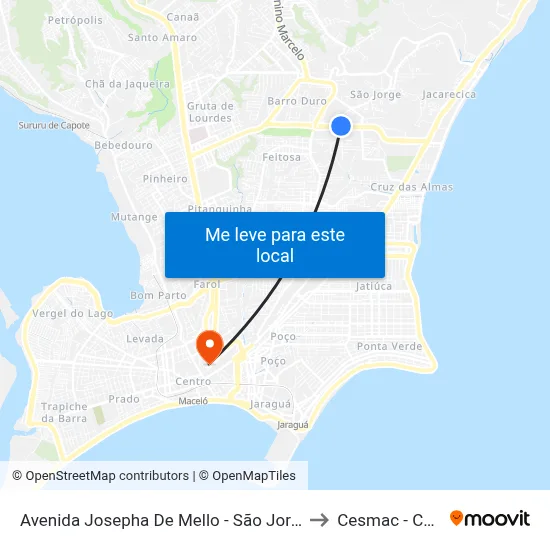 Avenida Josepha De Mello - São Jorge Maceió - Al Brasil to Cesmac - Campus IV map