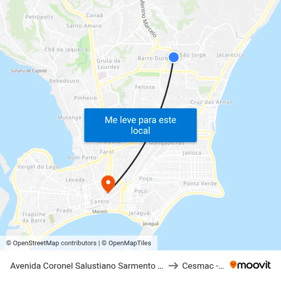 Avenida Coronel Salustiano Sarmento 13-29 - São Jorge Maceió - Al Brasil to Cesmac - Campus IV map