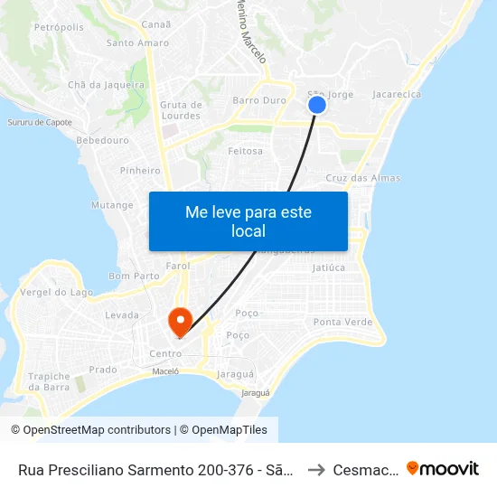 Rua Presciliano Sarmento 200-376 - São Jorge Maceió - Al República Federativa Do Brasil to Cesmac - Campus IV map