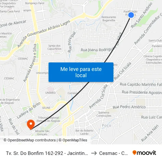 Tv. Sr. Do Bonfim 162-292 - Jacintinho Maceió - Al Brasil to Cesmac - Campus IV map