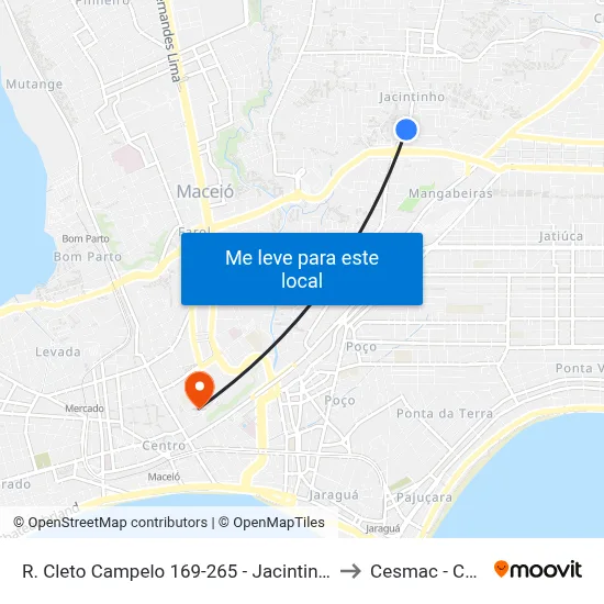 R. Cleto Campelo 169-265 - Jacintinho Maceió - Al Brasil to Cesmac - Campus IV map