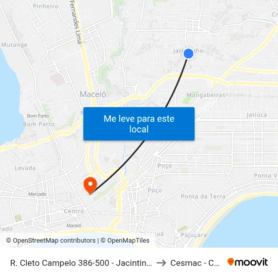 R. Cleto Campelo 386-500 - Jacintinho Maceió - Al Brasil to Cesmac - Campus IV map