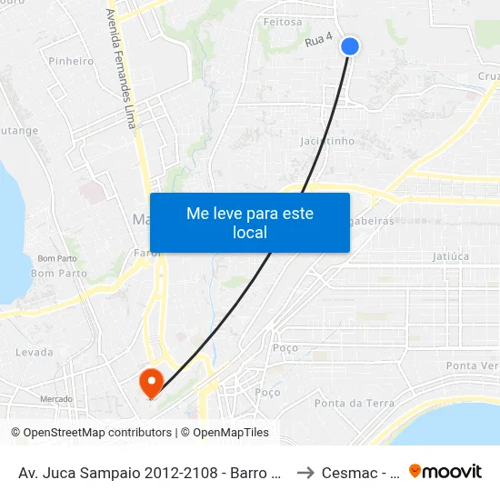 Av. Juca Sampaio 2012-2108 - Barro Duro Maceió - Al 57046-242 Brasil to Cesmac - Campus IV map