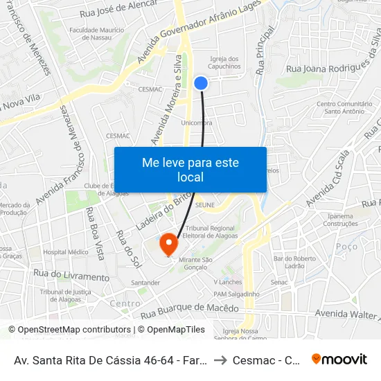 Av. Santa Rita De Cássia 46-64 - Farol Maceió - Al Brasil to Cesmac - Campus IV map